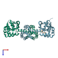 PDB entry 4d3f coloured by chain, top view.