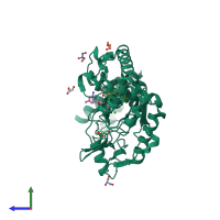 PDB entry 4d3j coloured by chain, side view.