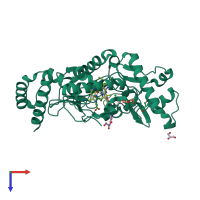 PDB entry 4d3j coloured by chain, top view.