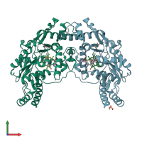 PDB entry 4d3k coloured by chain, front view.