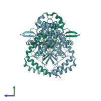 PDB entry 4d3k coloured by chain, side view.