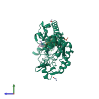 PDB entry 4d3m coloured by chain, side view.