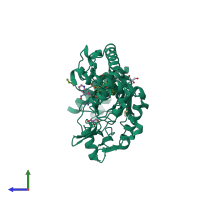 PDB entry 4d3n coloured by chain, side view.