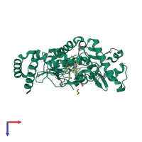 PDB entry 4d3n coloured by chain, top view.