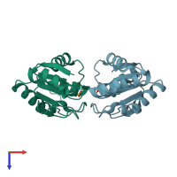 PDB entry 4d3q coloured by chain, top view.