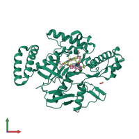 PDB entry 4d3u coloured by chain, front view.
