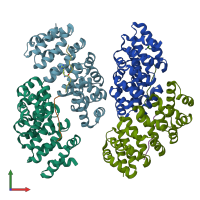 PDB entry 4d49 coloured by chain, front view.