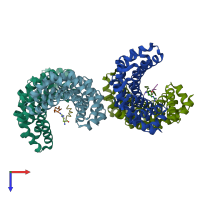 PDB entry 4d49 coloured by chain, top view.