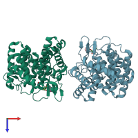 PDB entry 4d4c coloured by chain, top view.