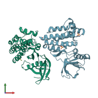 PDB entry 4d4y coloured by chain, front view.