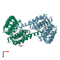 PDB entry 4d4z coloured by chain, top view.