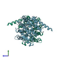 PDB entry 4d50 coloured by chain, side view.