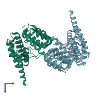 PDB entry 4d50 coloured by chain, top view.