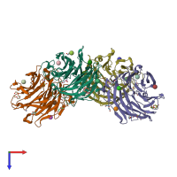 PDB entry 4d52 coloured by chain, top view.