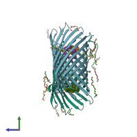 PDB entry 4d5b coloured by chain, side view.