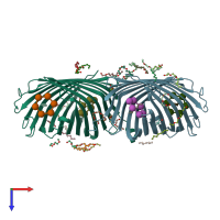 PDB entry 4d5b coloured by chain, top view.