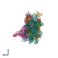 PDB entry 4d61 coloured by chain, side view.