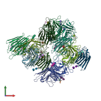 PDB entry 4d69 coloured by chain, front view.