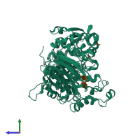 PDB entry 4d6d coloured by chain, side view.