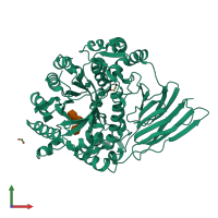 PDB entry 4d6f coloured by chain, front view.