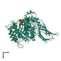 PDB entry 4d6f coloured by chain, top view.