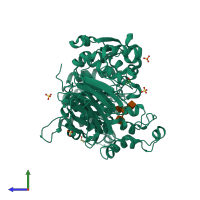 PDB entry 4d6h coloured by chain, side view.