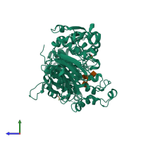PDB entry 4d6i coloured by chain, side view.