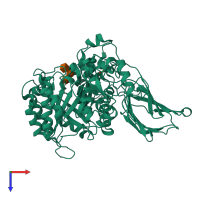 PDB entry 4d6i coloured by chain, top view.