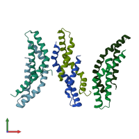 PDB entry 4d6k coloured by chain, front view.