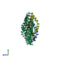 PDB entry 4d6k coloured by chain, side view.