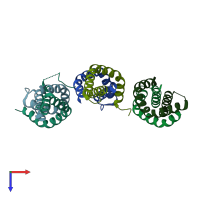 PDB entry 4d6k coloured by chain, top view.