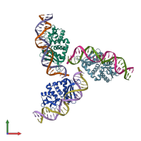 PDB entry 4d6o coloured by chain, front view.