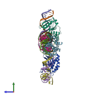 PDB entry 4d6o coloured by chain, side view.