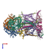 PDB 4d6t coloured by chain and viewed from the top.