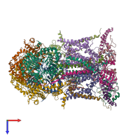 PDB entry 4d6u coloured by chain, top view.