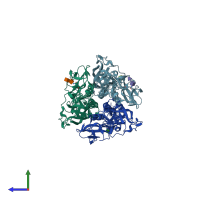 PDB entry 4d6w coloured by chain, side view.