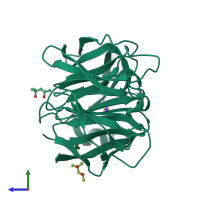 PDB entry 4d77 coloured by chain, side view.