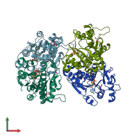 PDB entry 4d79 coloured by chain, front view.