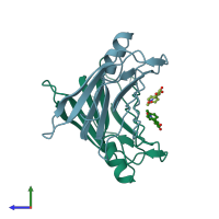 PDB entry 4d7b coloured by chain, side view.