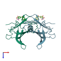 PDB entry 4d7b coloured by chain, top view.