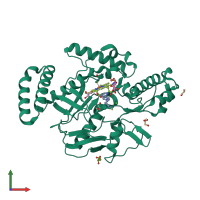 PDB entry 4d7j coloured by chain, front view.