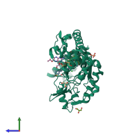 PDB entry 4d7j coloured by chain, side view.
