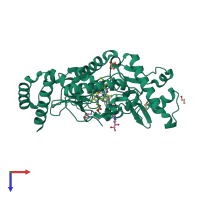 PDB entry 4d7j coloured by chain, top view.