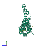 PDB entry 4d7m coloured by chain, side view.