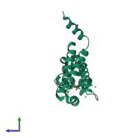 PDB entry 4d7n coloured by chain, side view.
