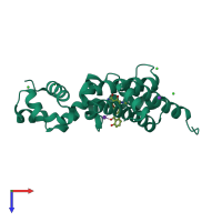 PDB entry 4d7n coloured by chain, top view.