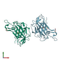 PDB entry 4d7u coloured by chain, front view.