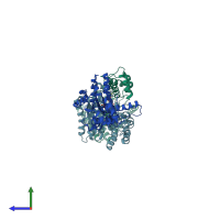 PDB entry 4d82 coloured by chain, side view.