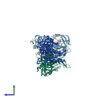 PDB entry 4d83 coloured by chain, side view.
