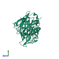 PDB entry 4d85 coloured by chain, side view.